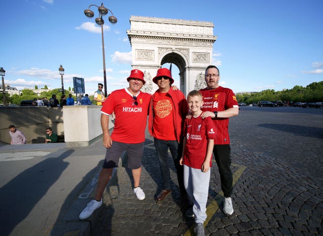 Fans in Paris ahead of the UEFA Champions League Final between Liverpool and Real Madrid