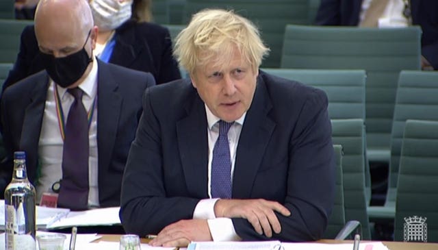 Prime Minister Boris Johnson giving evidence to the Liaison Committee