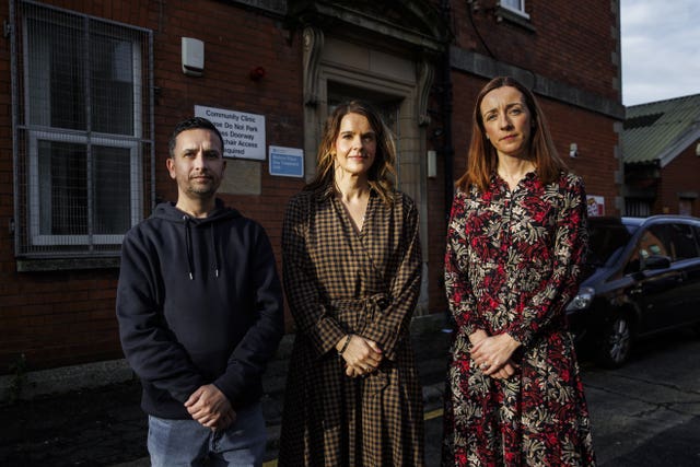 (l to r) Michael Main, Belfast Trust consultant addiction psychiatrist Dr Joy Watson and head of professional services and funding at Community Pharmacy NI Katherine Kidd