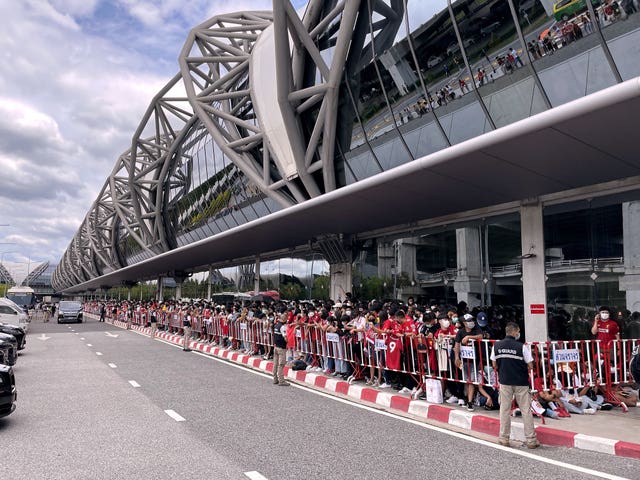 Liverpool fans lined the roads around the airport hoping to see the players