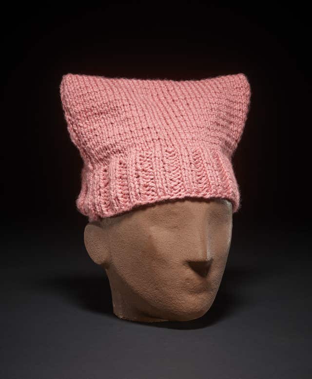 A pink knitted 