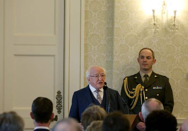 President Michael D Higgins speaking ahead of signing the warrant (Brian Lawless/PA)