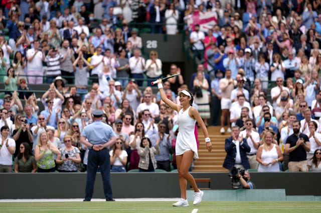 Eighteen-year-old Emma Raducanu became the youngest British woman to reach the second week of Wimbledon in the open era with a stunning 6-3 7-5 win over Sorana Cirstea (John Walton/PA).