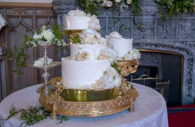 The wedding cake by Claire Ptak of London-based bakery Violet Cakes in Windsor Castle for the wedding of Meghan Markle and Prince Harry