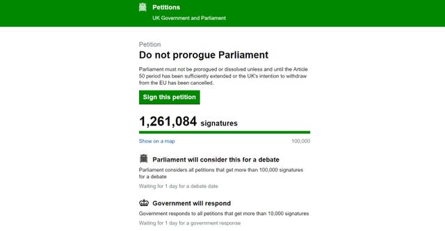 The 'Do not prorogue Parliament' petition 