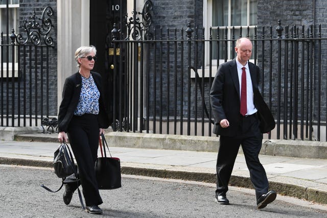 Prof Whitty leaves Downing Street after the briefing (Stefan Rousseau/PA Wire)