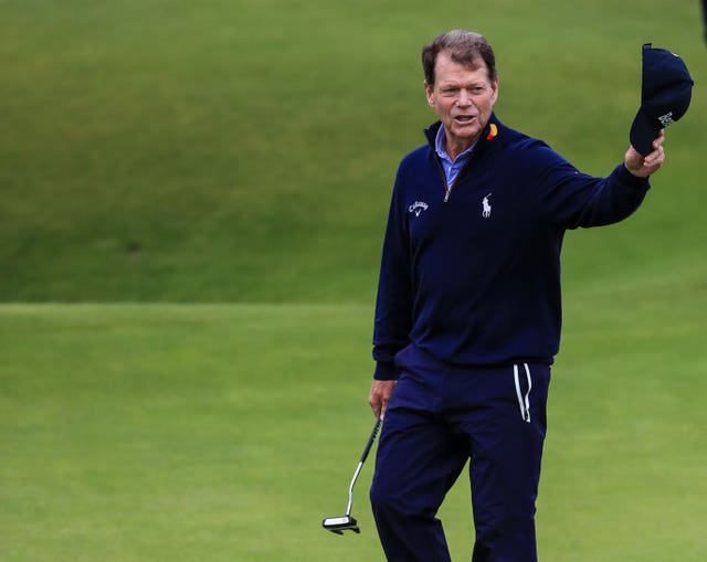 Tom Watson acknowledges the crowd after his final round in the Senior Open at Royal Lytham & St Anne's