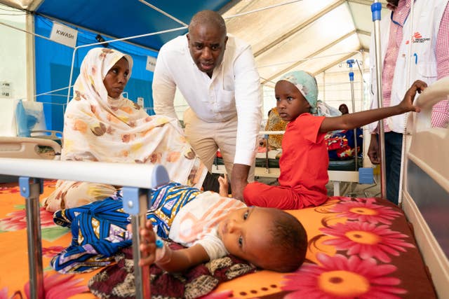 Foreign Secretary David Lammy meets patients in a malnutrition centre in Adre, Chad near the border with Sudan