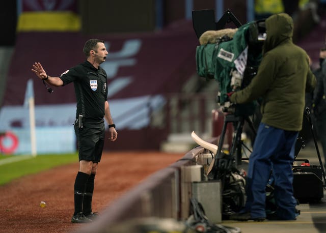 Referee Michael Oliver changed his mind over the awarding of an Aston Villa penalty against Brighton