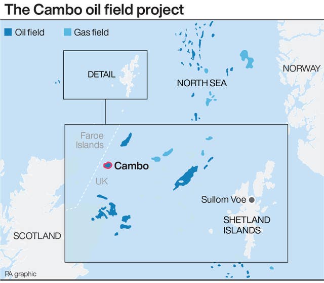Map locates the Cambo oil field