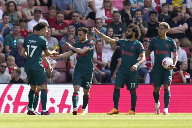 Diogo Jota (second left) celebrates