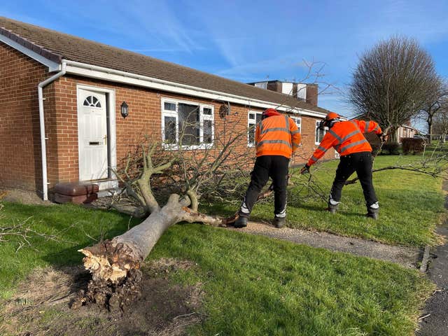 Assistance is given in Country Durham to local residents who have been impacted by Storm Malik (Durham County Council/PA)