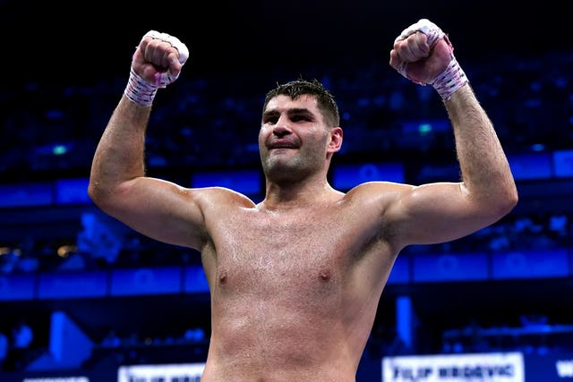 Filip Hrgovic celebrates beating Demsey McKean