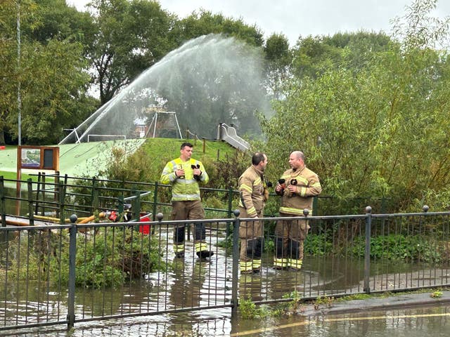 Firefighters pumping water out of homes in Hitchin