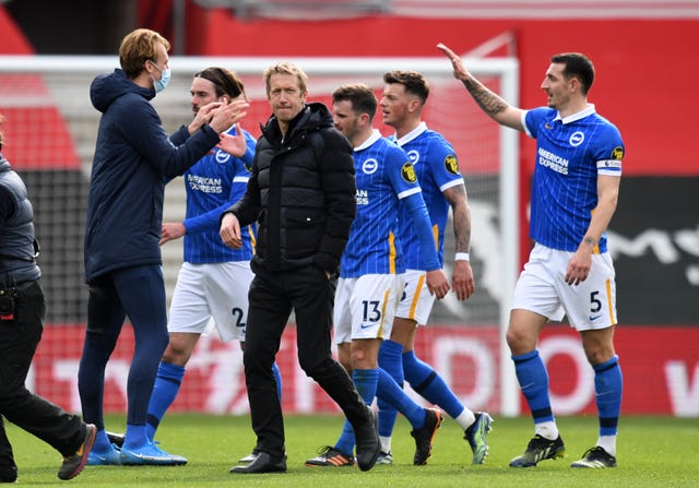 Brighton celebrated claiming three vital points against Southampton