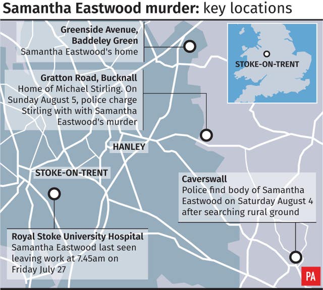 Samantha Eastwood murder – key locations