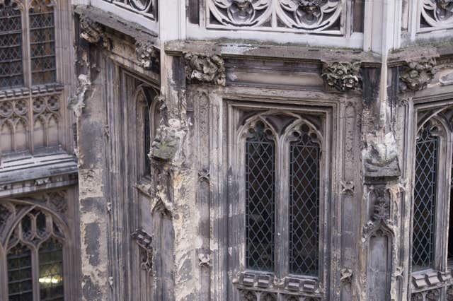 Crumbling stonework on the exterior of the Palace of Westminster (Stefan Rousseau/PA)