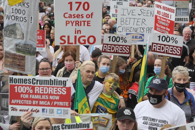 Crowds converged on Dublin in October demanding redress for the defective blocks scandal (Brian Lawless/PA)