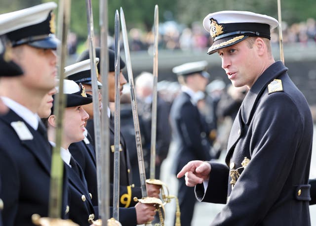 William inspected cadets in the college's parade square (Chris Jackson/PA)