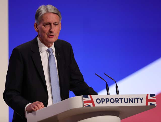 Philip Hammond speaking at the Conservative Party conference