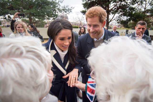 Meghan and Harry chatting to the crowd (Victoria Jones/PA)