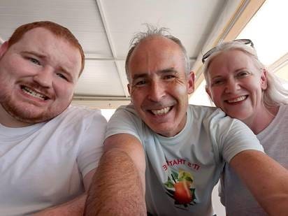 Mark O’Connor (centre), Louise O’Connor (right) and their son Evan
