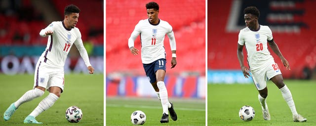 Jadon Sancho, Marcus Rashford and Bukayo Saka 