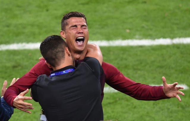An emotional Ronaldo celebrates at the final whistle