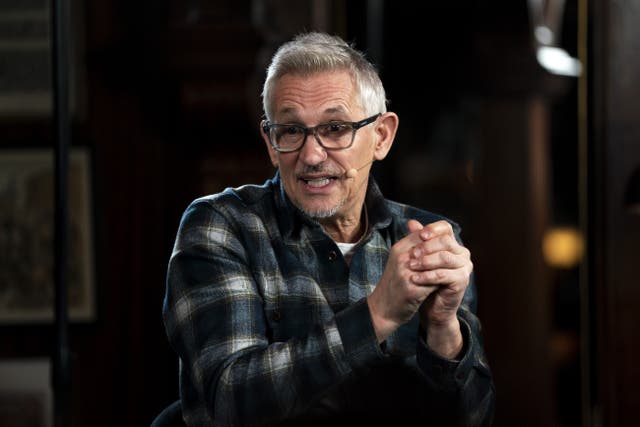 Gary Lineker takes part in The Rest Is Football live show, at the Audley Public House in Mayfair, central London