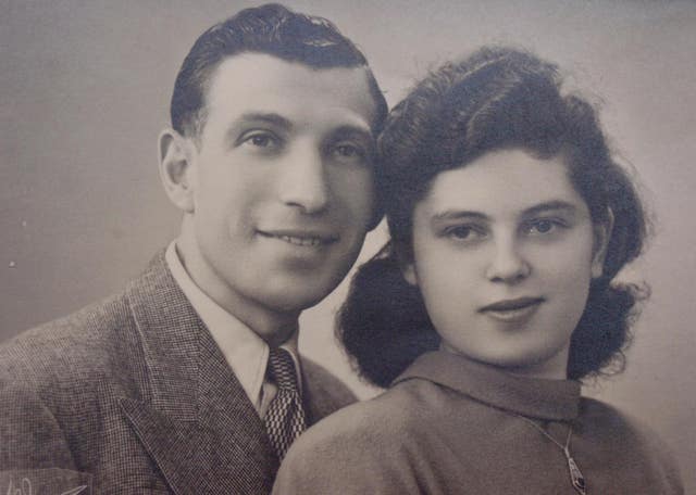 Photo taken in a studio in Paris in 1949 of Holocaust survivors Charles and Renee Salt 