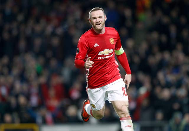 Wayne Rooney celebrates a goal for Manchester United