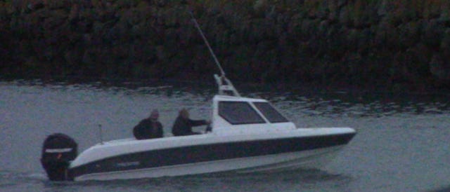 Paul Giglia and Keith Baigent leave Folkestone Marina in a boat