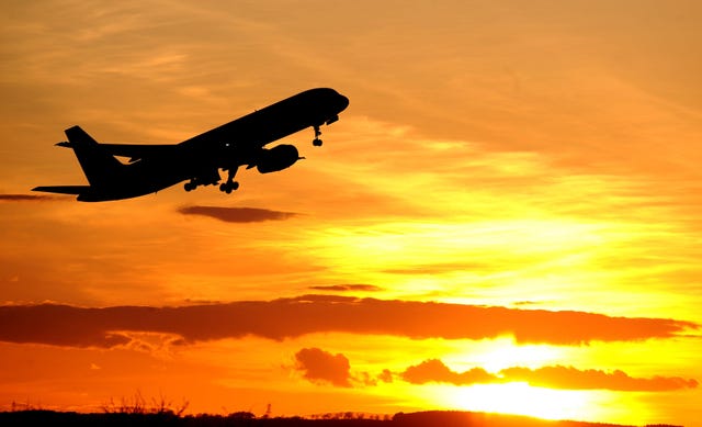 A plane leaving Newcastle Airport