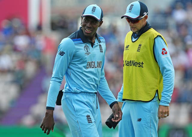 England's Jofra Archer leaves the field injured