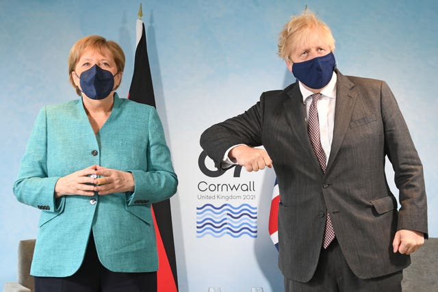 Prime Minister Boris Johnson with German Chancellor Angela Merkel