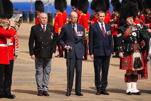 The Duke of Kent takes part in the Scots Guards’ Black Sunday Parade at The Guards Memorial in Westminster, London