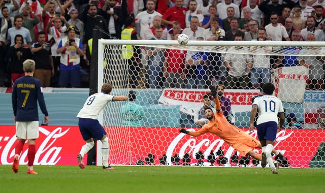 England’s Harry Kane misses from the penalty spot 