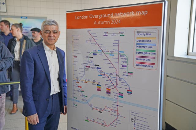 Mayor of London Sadiq Khan announcing that London Overground lines would be given names and colours