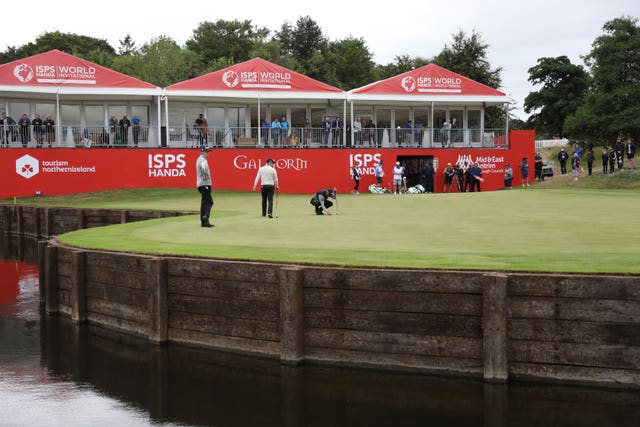 England's Jordan Smith lines up a putt at Galgorm Castle Golf Club