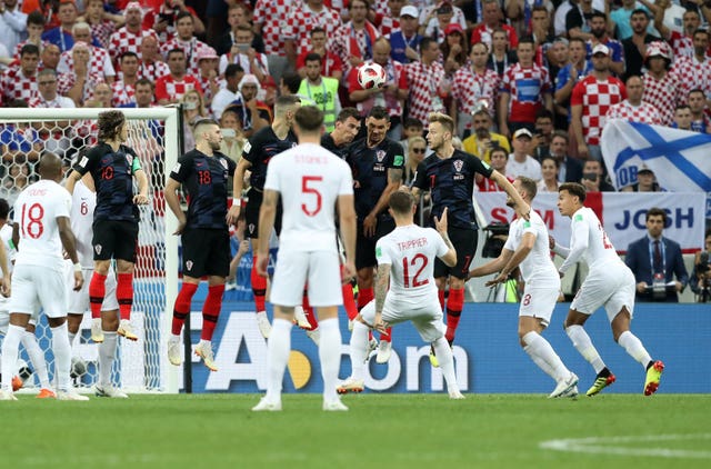 England’s Kieran Trippier scores his side’s goal at the Luzhniki Stadium (Owen Humphreys/PA) 