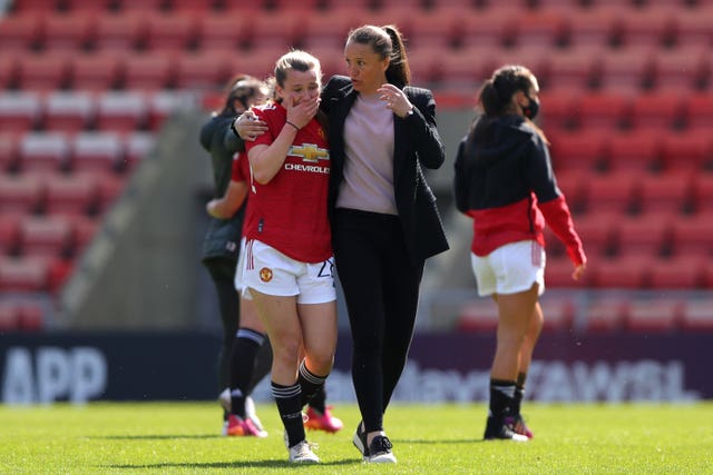 Former Manchester United manager Casey Stoney (centre) has been touted as a potential replacement for Vera Pauw