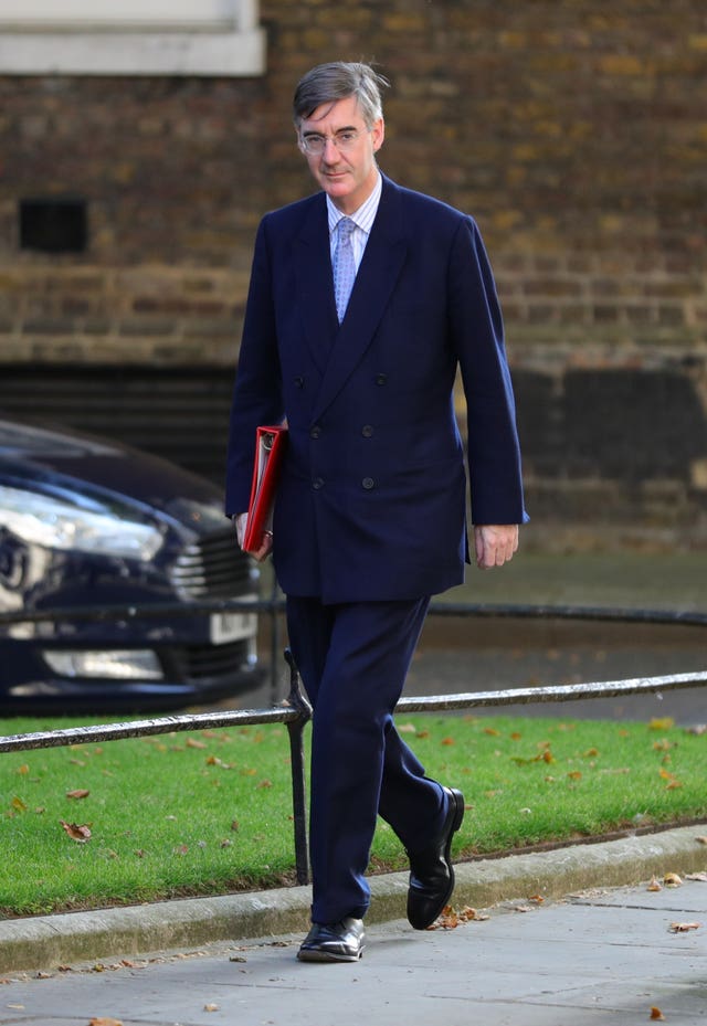 Jacob Rees-Mogg arrives for the first Cabinet meeting