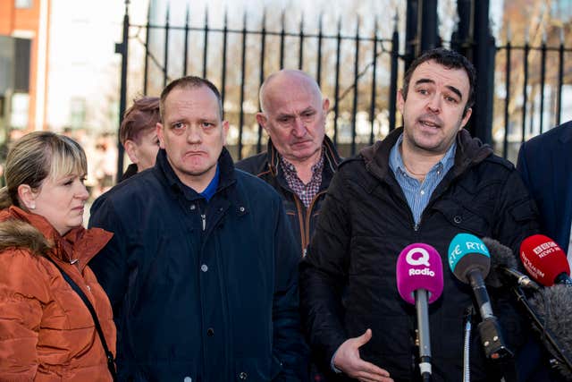 Relatives of Gary Haggarty's victims (Liam McBurney/PA)