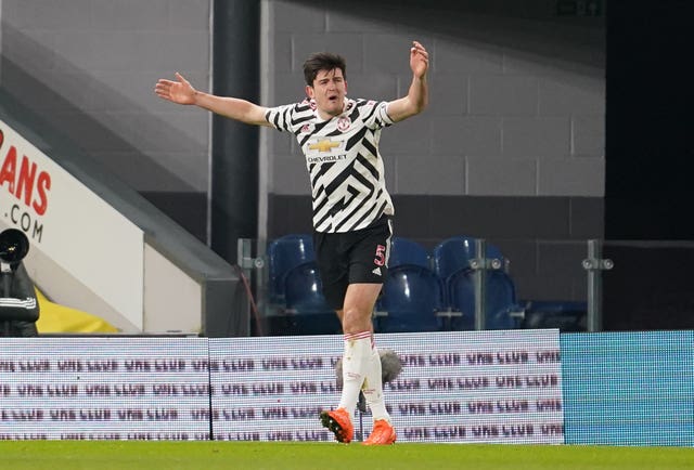 Harry Maguire reacts after his goal is disallowed