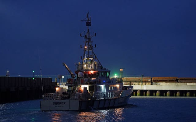Border Force vessel Seeker leaves the Port of Dover