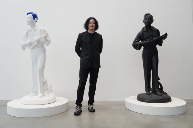 Jack White with some of his lifesize sculptures