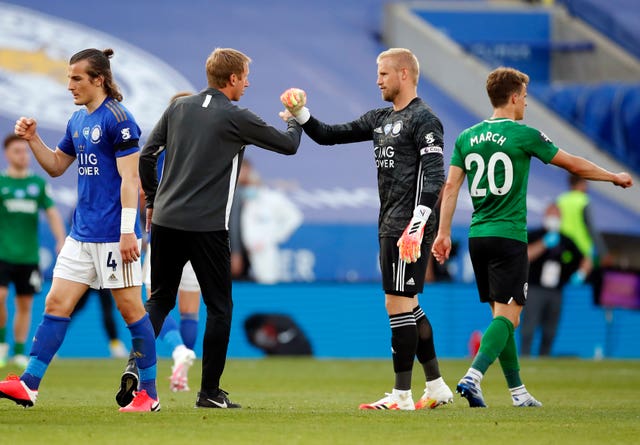 Brighton & Hove Albion manager Graham Potter watched his team extend their unbeaten run to three games at Leicester 