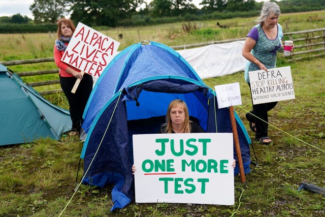 Supporters are camping out at Helen Macdonald's farm in South Gloucestershire (Jacob King/PA)