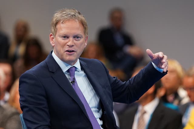 Transport Secretary Grant Shapps speaking at the Conservative Party Conference in Manchester