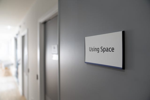 Entrance to the Using Space at The Thistle drugs consumption room at the NHS Enhanced Drug Treatment Facility at Hunter Street Health Centre in Glasgow